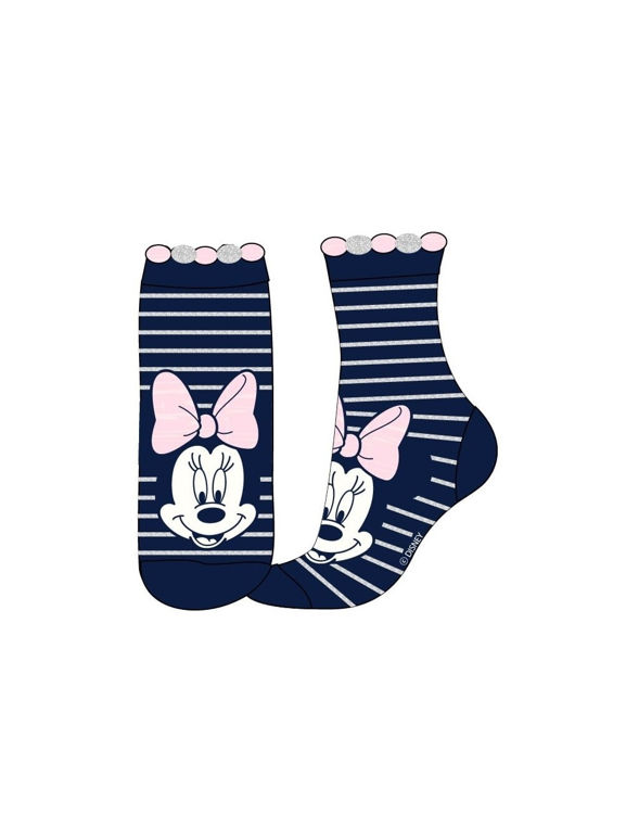 Picture of 10709- SOCKS DISNEY  MINNIE 1 PAIR PINK/NAVY WITH SILVER